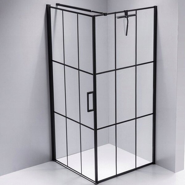 BPS-koupelny Čtvercový sprchový kout BS13B 90x90 černý/transparent + vanička SXL02B WH bílá