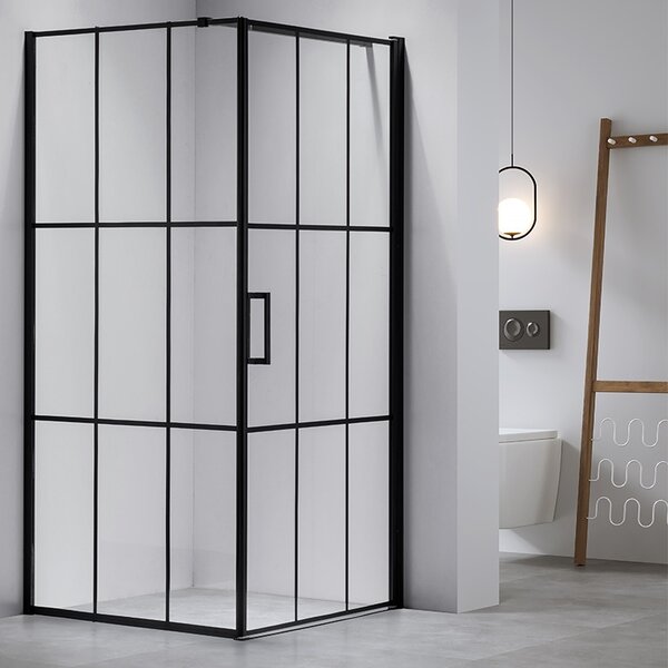 BPS-koupelny Čtvercový sprchový kout BS13B 90x90 černý/transparent + vanička SXL02B WH bílá