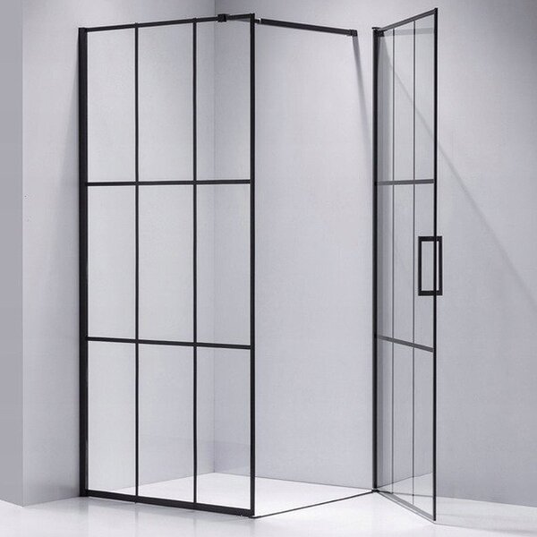 BPS-koupelny Čtvercový sprchový kout BS13B 90x90 černý/transparent + vanička SXL02B WH bílá
