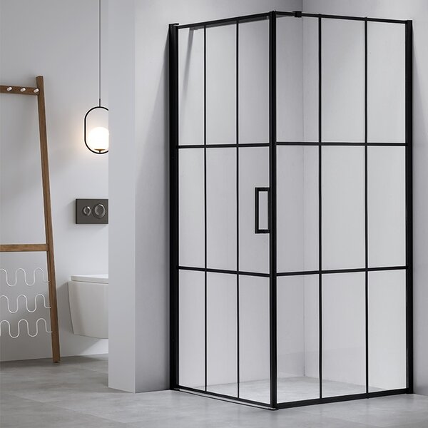 BPS-koupelny Čtvercový sprchový kout BS13B 90x90 černý/transparent + vanička SXL02B WH bílá
