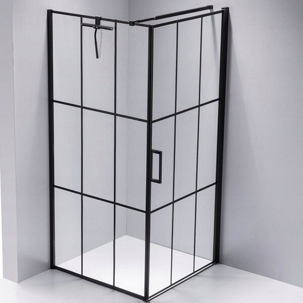 BPS-koupelny Čtvercový sprchový kout BS13B 90x90 černý/transparent + vanička SXL02B WH bílá