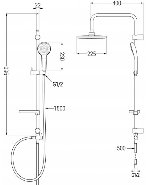 Mexen X05 sprchový sloup, zlato/bílá - 798050591-50