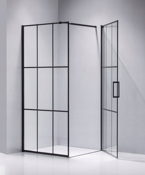 BPS-koupelny Čtvercový sprchový kout BS13A 80x80 černá/transparent + vanička SXL02A BL černá