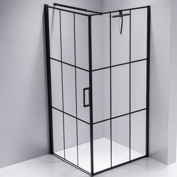 BPS-koupelny Čtvercový sprchový kout BS13A 80x80 černá/transparent + vanička SXL02A BL černá