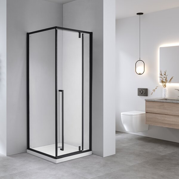 BPS-koupelny Čtvercový sprchový kout BS11B 90x90 černá/transparent + vanička RIKO 90 černá