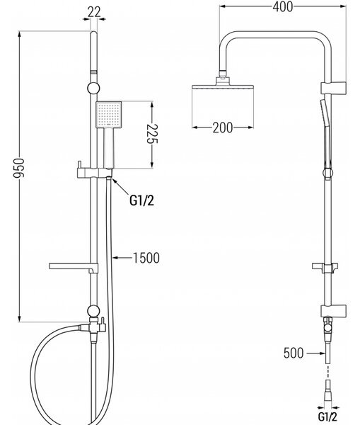 Mexen X45 sprchový sloup, zlatý - 798454591-50