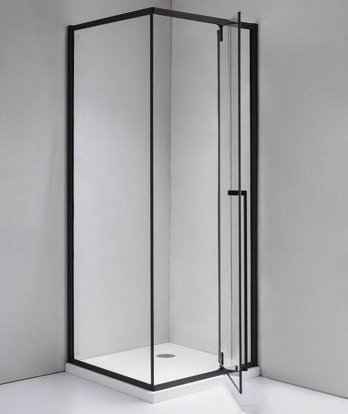 BPS-koupelny Čtvercový sprchový kout BS11B 90x90 černá/transparent + vanička RIKO 90 černá