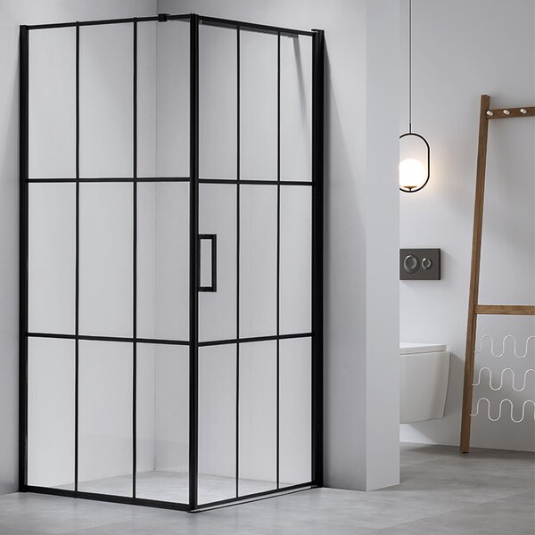 BPS-koupelny Čtvercový sprchový kout BS13A 80x80 černá/transparent + vanička SXL02A BL černá