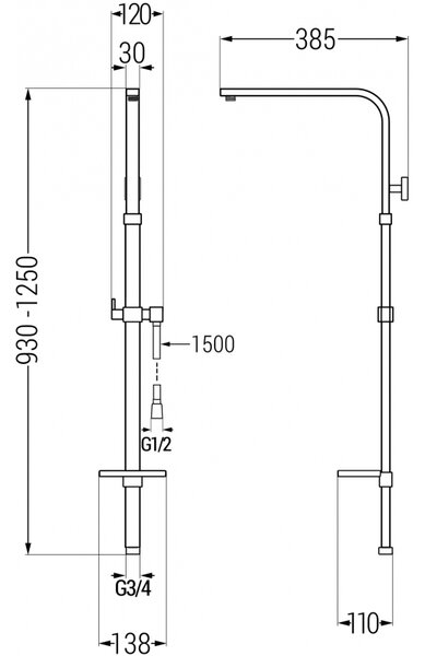 Mexen sprchový sloup Q 3/4", grafitová, 79395-66
