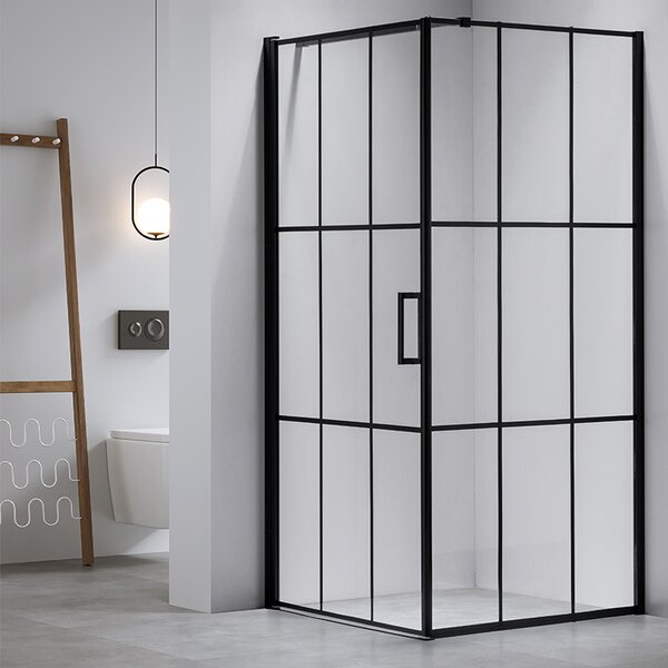 BPS-koupelny Čtvercový sprchový kout BS13A 80x80 černá/transparent + vanička SXL02A BL černá
