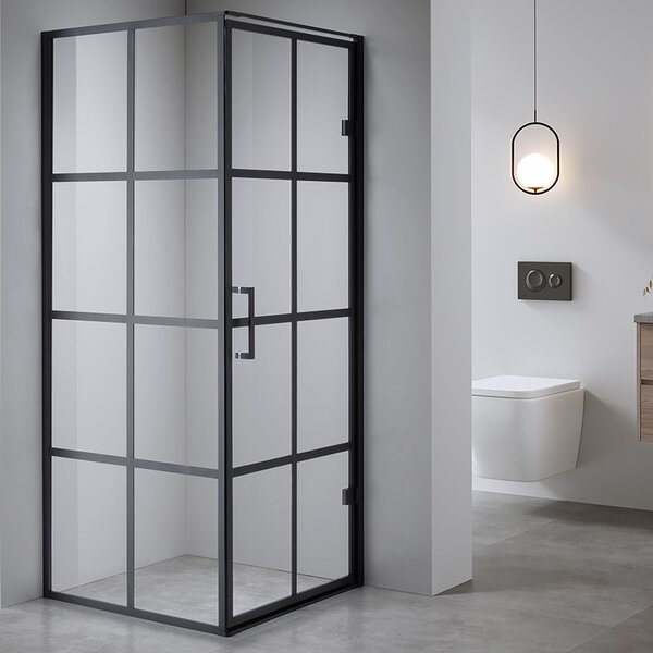 BPS-koupelny Čtvercový sprchový kout BS10A 80x80 černá/transparent + vanička ST02A WH bílá