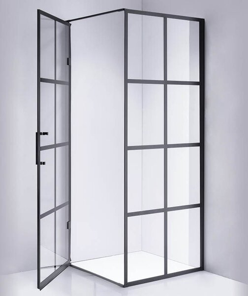 BPS-koupelny Čtvercový sprchový kout BS10A 80x80 černá/transparent + vanička ST02A WH bílá