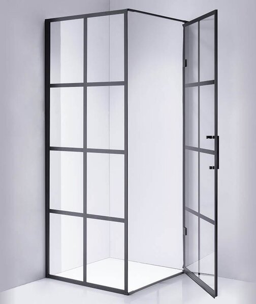 BPS-koupelny Čtvercový sprchový kout BS10A 80x80 černá/transparent + vanička ST02A WH bílá