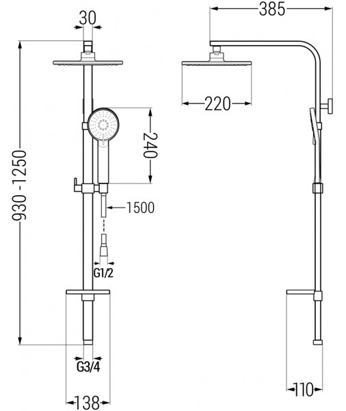 Mexen Q40 sprchový sloup, zlatý - 798404095-50