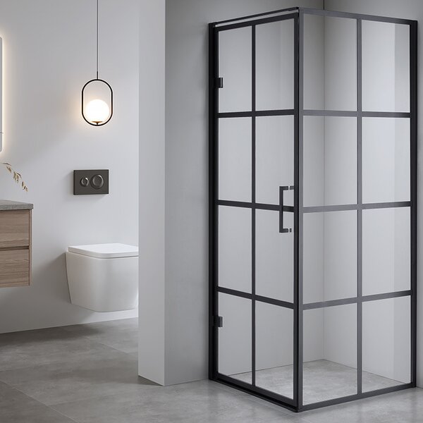 BPS-koupelny Čtvercový sprchový kout BS10A 80x80 černá/transparent + vanička ST02A WH bílá
