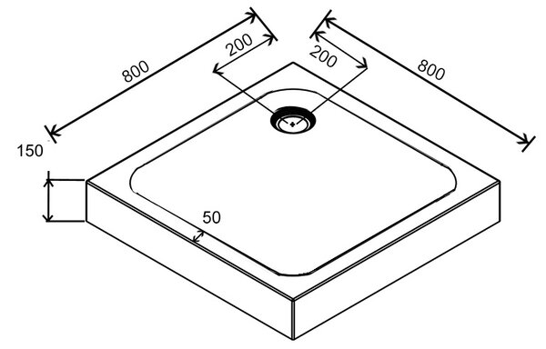 BPS-koupelny Čtvercový sprchový kout BS10A 80x80 černá/transparent + vanička SXL02A WH bílá