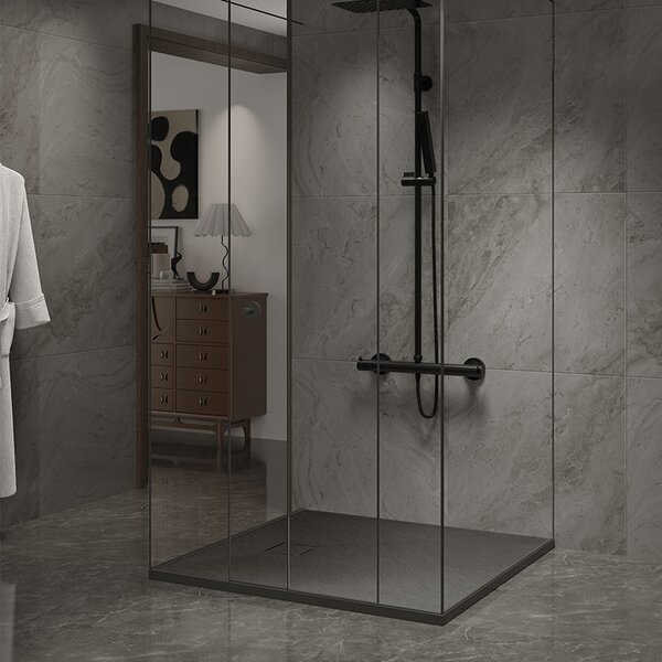 BPS-koupelny Čtvercový sprchový kout BS05B 90x90 černá/transparent + vanička RIKO BL černá