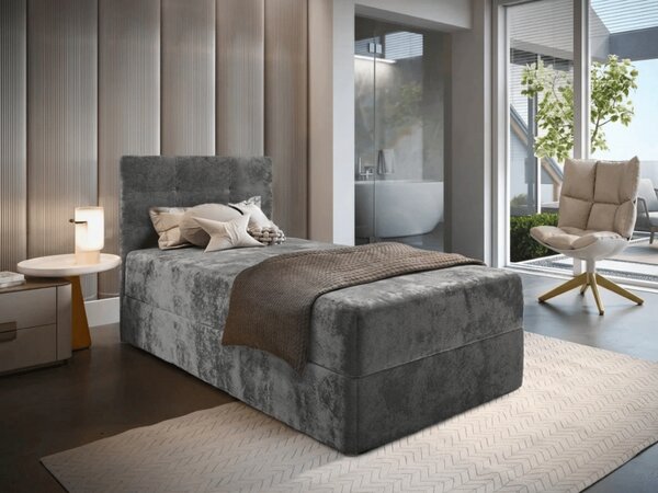 Čalouněná postel boxspring GLORIEN VELVET 80x200 cm šedá Matrace: Matrace Bonell pružinová