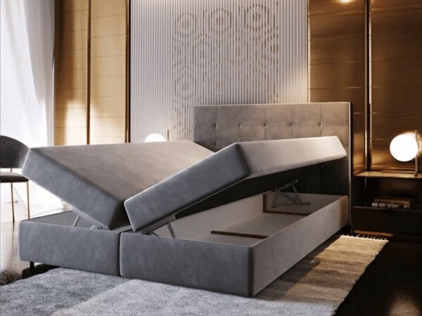 Čalouněná postel boxspring GLORIEN 180x200 cm purpurová Matrace: Matrace Bonell pružinová