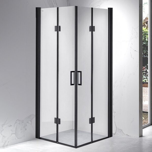 BPS-koupelny Čtvercový sprchový kout BS05B 90x90 černá/transparent + vanička RIKO BL černá