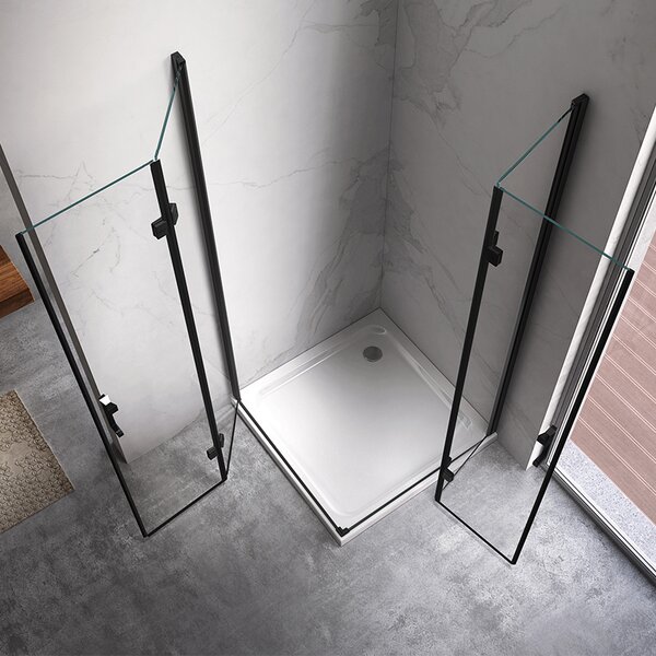BPS-koupelny Čtvercový sprchový kout BS05B 90x90 černá/transparent + vanička RIKO BL černá