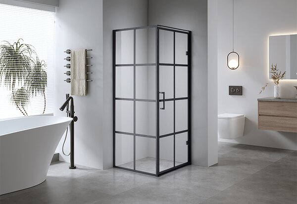 BPS-koupelny Čtvercový sprchový kout BS10A 80x80 černá/transparent + vanička ST02A WH bílá