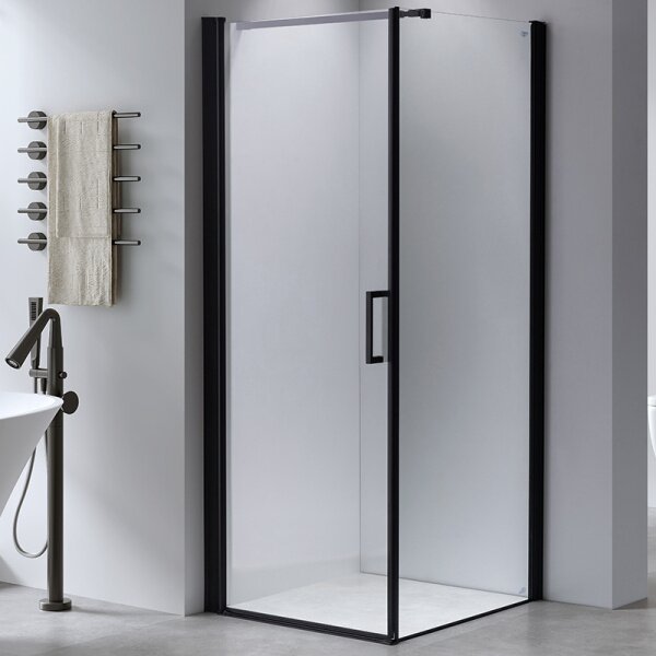 BPS-koupelny Čtvercový sprchový kout BS04B 90x90 černá/transparent + vanička RIKO BL černá