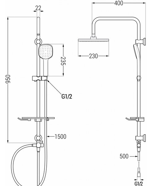 Mexen T33 sprchový sloup, chrom - 798333393-00