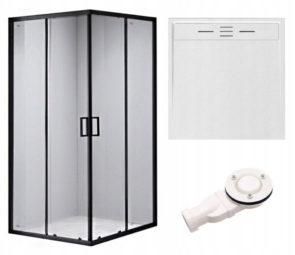 BPS-koupelny Čtvercový sprchový kout BL30B 90x90 černá/transparent + vanička DEKO bílá