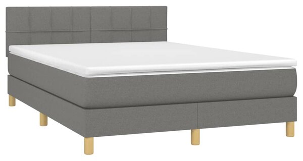 Box spring postel s matrací a LED tmavě šedá 140x200 cm textil 3133718