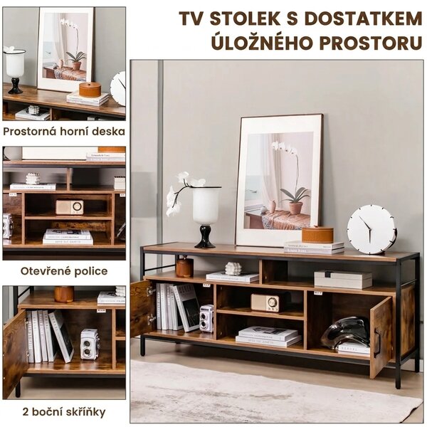 TV stolek na nožičkách rustikální, 61 x 40 x 147 cm HV10325CF