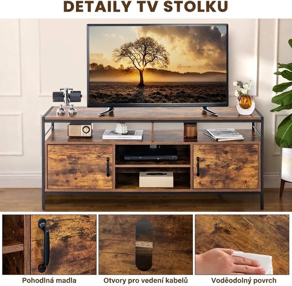 TV stolek na nožičkách rustikální, 61 x 40 x 147 cm HV10325CF