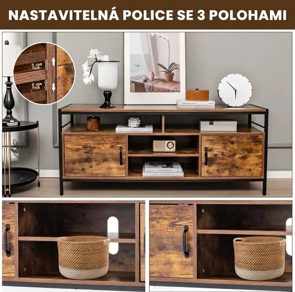 TV stolek na nožičkách rustikální, 61 x 40 x 147 cm HV10325CF