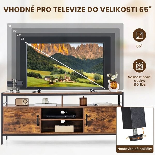 TV stolek na nožičkách rustikální, 61 x 40 x 147 cm HV10325CF