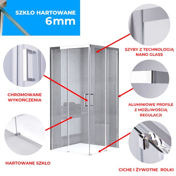 BPS-koupelny Čtvercový sprchový kout KZ90B 90x90 chrom/transparent - bez vaničky