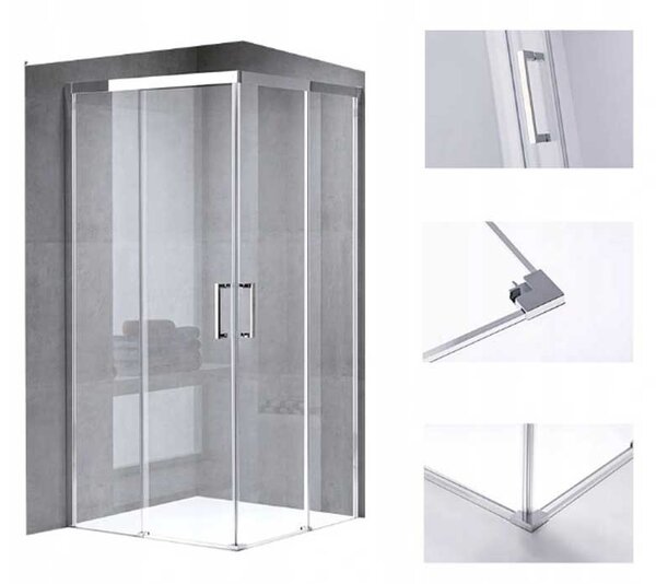 BPS-koupelny Čtvercový sprchový kout KZ90B 90x90 chrom/transparent - bez vaničky