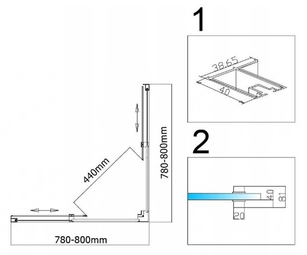 BPS-koupelny Čtvercový sprchový kout KZ90A 80x80 chrom/transparent - bez vaničky