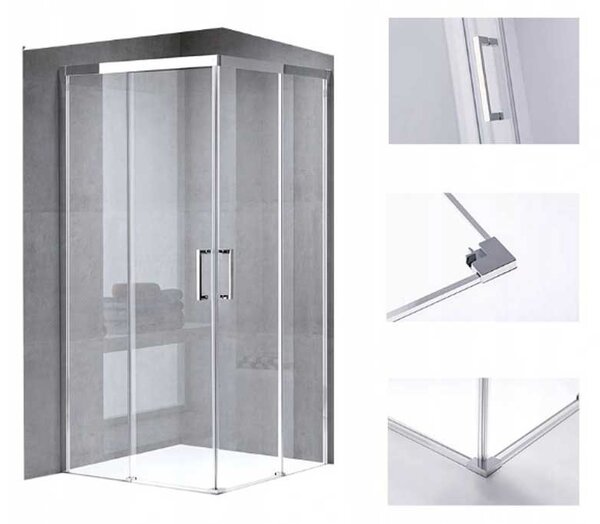 BPS-koupelny Čtvercový sprchový kout KZ90A 80x80 chrom/transparent - bez vaničky