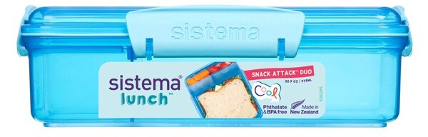 Sistema Dělený svačinový box Lunch Snack Attack Duo s 2 oddělenými přihrádkami 975 ml, modrá