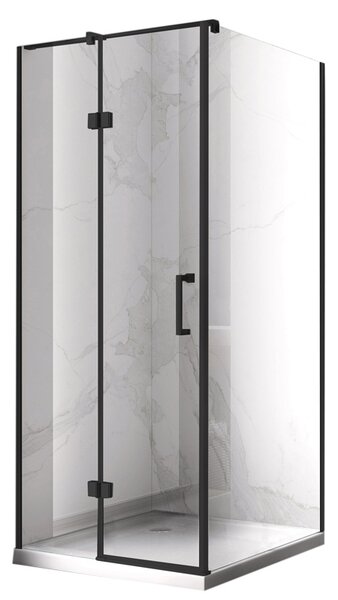 BPS-koupelny Čtvercový sprchový kout KZ01B BL 80x80 černý/transparent - bez vaničky