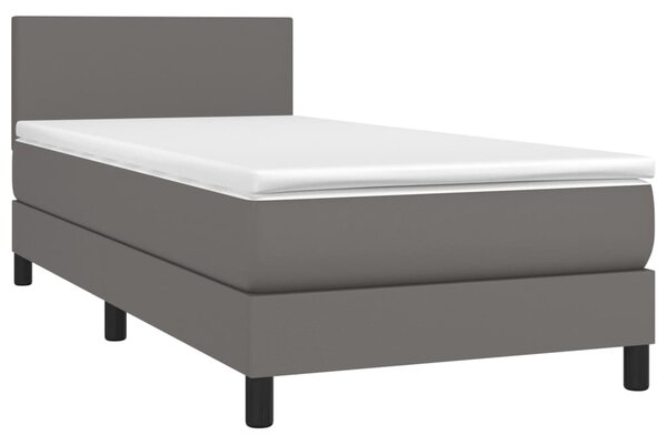 Box spring postel s matrací šedá 80 x 200 cm umělá kůže 3140973
