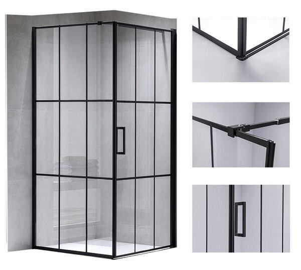 BPS-koupelny Čtvercový sprchový kout BS13B 90x90 černá/transparent - bez vaničky