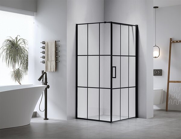 BPS-koupelny Čtvercový sprchový kout BS13B 90x90 černá/transparent - bez vaničky