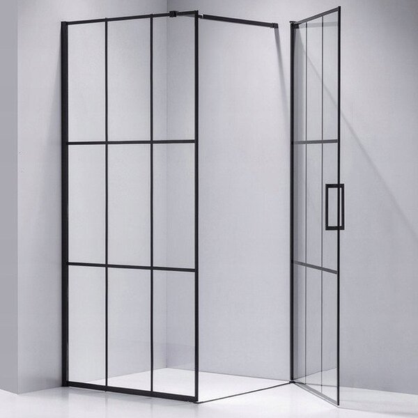 BPS-koupelny Čtvercový sprchový kout BS13B 90x90 černá/transparent - bez vaničky