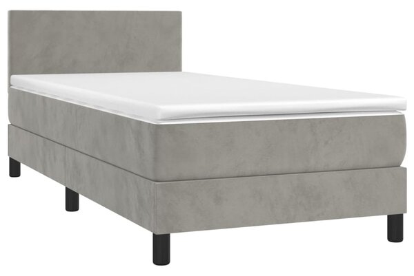Box spring postel s matrací světle šedá 80 x 200 cm samet 3141149