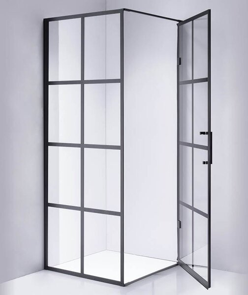 BPS-koupelny Čtvercový sprchový kout BS10A 80x80 černá/transparent - bez vaničky