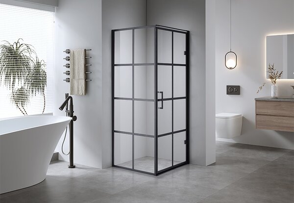 BPS-koupelny Čtvercový sprchový kout BS10A 80x80 černá/transparent - bez vaničky