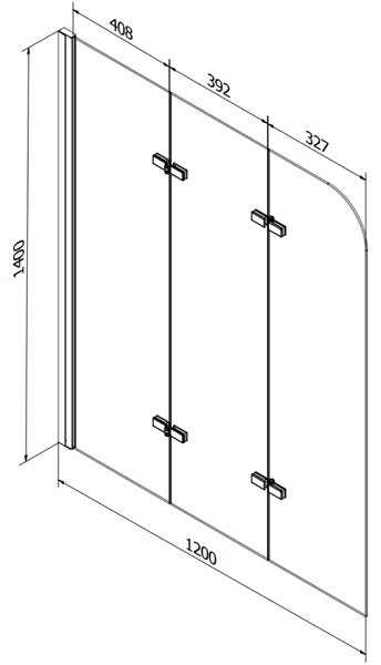 Mexen Cubik obdélníková vana 160 x 70 cm s panelem a 3-křídlým zástěnou 120 cm, transparentní, černá - 550316070X9012037000