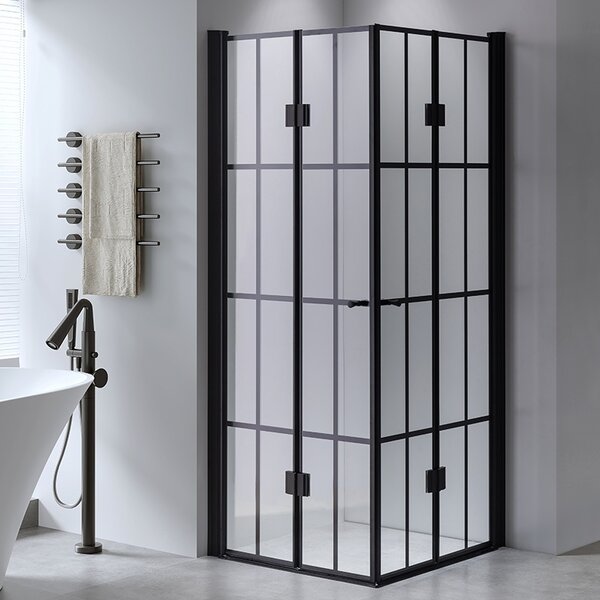 BPS-koupelny Čtvercový sprchový kout BS08A-M 80x80 černá/transparent - bez vaničky