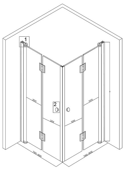 BPS-koupelny Čtvercový sprchový kout BS08A-M 80x80 černá/transparent - bez vaničky